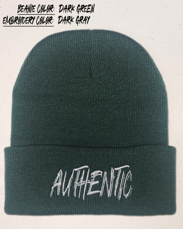 Dark Green Beanie w Dark Gray
